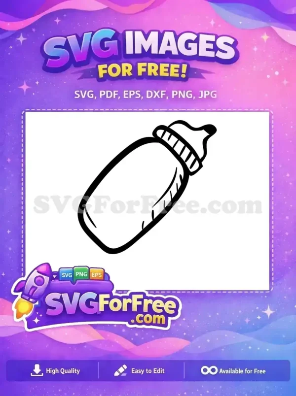 A charming free hand-drawn baby bottle SVG, ideal for nursery projects, baby shower invitations, or craft designs.