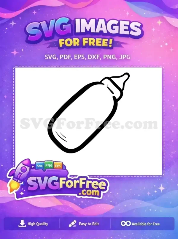 A free hand-drawn style outline SVG of a baby bottle, complete with nipple, ready for your creative projects. Download this free graphic.