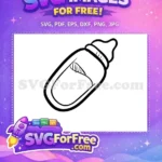 Free Milk Bottle Line Art Free Infant Feeding Supply Baby Care Free SVG - Instant Download