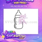 Free Floral Baby Bottle Free Purple Flowers Baby Shower Decor Free SVG - Instant Download