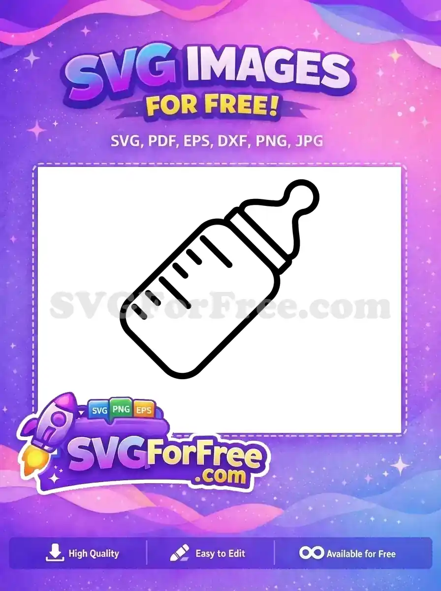 A free baby bottle icon with measurement markings, ideal for nursery designs. Download this free SVG for your creative projects!