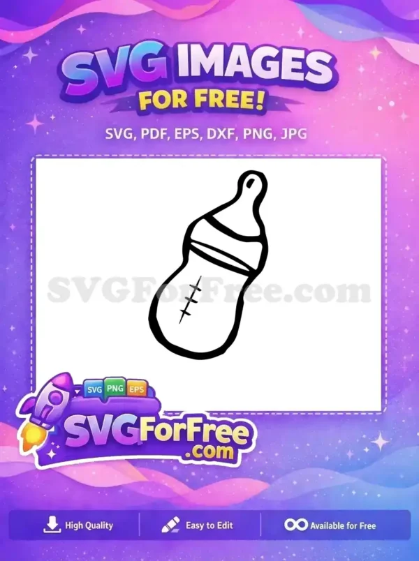 A free baby bottle outline SVG, featuring a simple, hand-drawn style with measurement lines. Ideal free design.