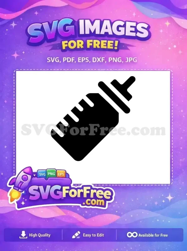 A clean, minimalist black baby bottle icon, a free design ready for download. Ideal for nursery apps or print.