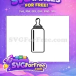 Free Simple Black Outline Free Newborn Milk Bottle Baby Shower Free SVG - Instant Download
