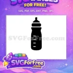 Free black silhouette Free infant feeding bottle newborn nursery Free SVG - Instant Download