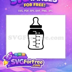 A crisp, free SVG icon of a baby bottle with clear measurement markings, ideal for diverse design projects. This free design is perfect.