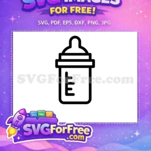 A crisp, free baby bottle SVG icon featuring a nipple, collar, and measurement lines, ideal for various design projects.