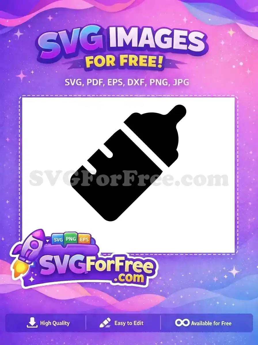 A free baby bottle icon, solid black, minimalist design, perfect for newborn announcements and free craft projects. Download this free SVG!