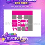 Free Pink Hearts Free Footprints Initials Baby Boy Girl Birth Free SVG - Instant Download