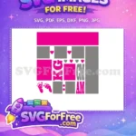 Free Pink Footprints Free Hearts Initials Baby Birth Announcement Free SVG - Instant Download