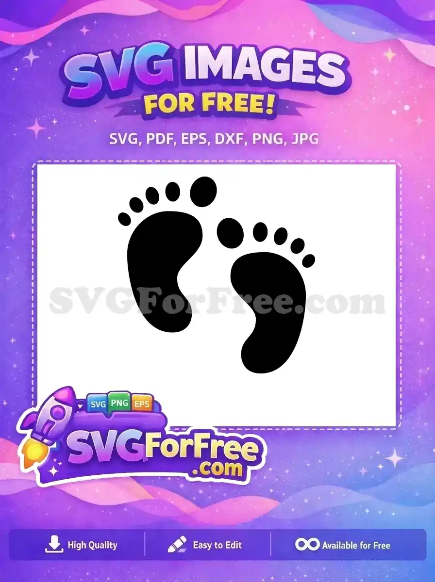 Discover this free SVG featuring two distinct black human footprints, ideal for various crafts and digital designs. Get your free design here!