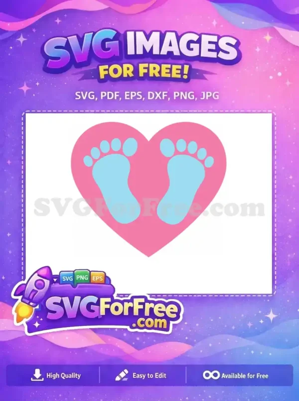 Adorable Free Baby Footprints Heart: A Must-Have Free SVG Design Free baby footprints in a pink heart, a sweet SVG design for birth announcements and nursery decor. Download this free graphic.
