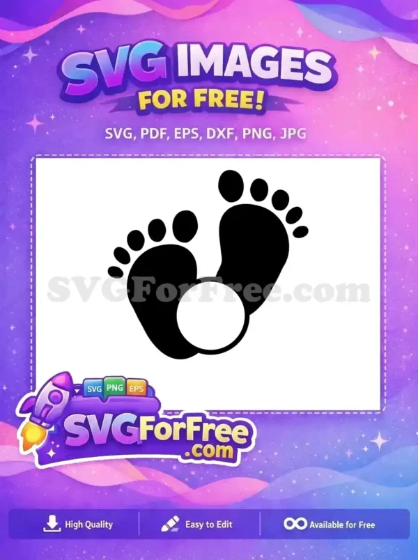 Free Footprint Design SVG – Unique Creative Free Vector Art A free design showing two black footprints with a central white circle and a small black square, ideal for free creative projects.
