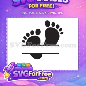 Free Baby Footprints Split Monogram SVG Design for Crafts A delightful free SVG design featuring baby footprints with a customizable split monogram area. Ideal for new parents, this free vector is perfect for personalized projects.