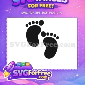 Free Baby Footprints SVG – Adorable & Customizable Design Free SVG of two minimalist black baby footprints, ready for download. Ideal for baby shower invitations or nursery art projects.