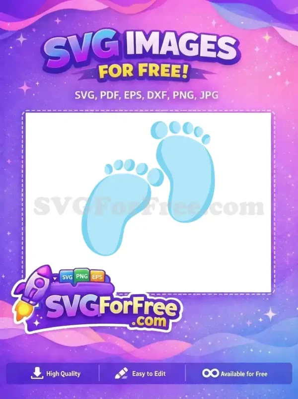 Sweet Blue Baby Footprints Free SVG Design for You! Adorable free baby footprints SVG in gentle blue, ideal for celebrating newborns. A charming free design for your projects.