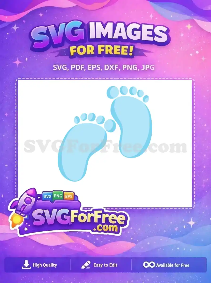 Adorable free baby footprints SVG in gentle blue, ideal for celebrating newborns. A charming free design for your projects.