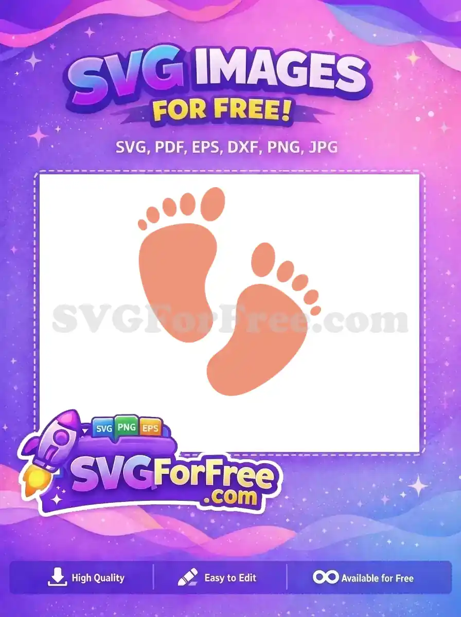 Free baby footprint vector design, featuring two cute peach-colored infant feet for various projects. Download this free graphic now!