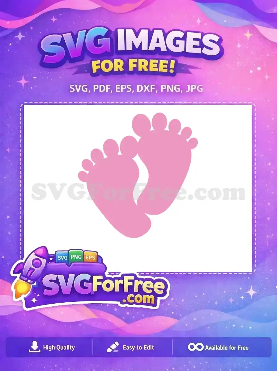 Free pink baby feet SVG, ideal for crafting baby shower invitations, nursery decor, and personalized gifts. A sweet, free vector graphic.