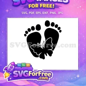 A free design featuring adorable baby footprints with a delicate butterfly, symbolizing new beginnings and cherished memories. Perfect for crafting.