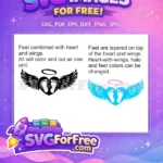 Free Tiny Footprint Heart Free Angel Wings Halo Baby Free SVG - Instant Download