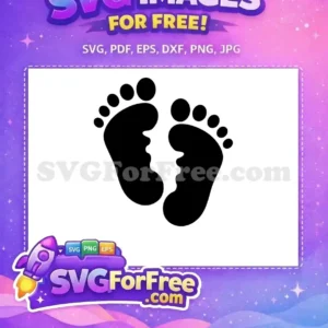 Sweet black baby footprints, a heartwarming free design. Ideal for nursery decor and personalized gifts, totally free.