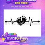 Free baby footprints Free heartbeat line newborn love Free SVG - Instant Download