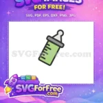Free Green Baby Bottle Free Measured Milk Baby Line Icons Free SVG - Instant Download