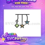 Free Green Diamond Yellow Blue Stars Free Baby Mobile Nursery Free SVG - Instant Download