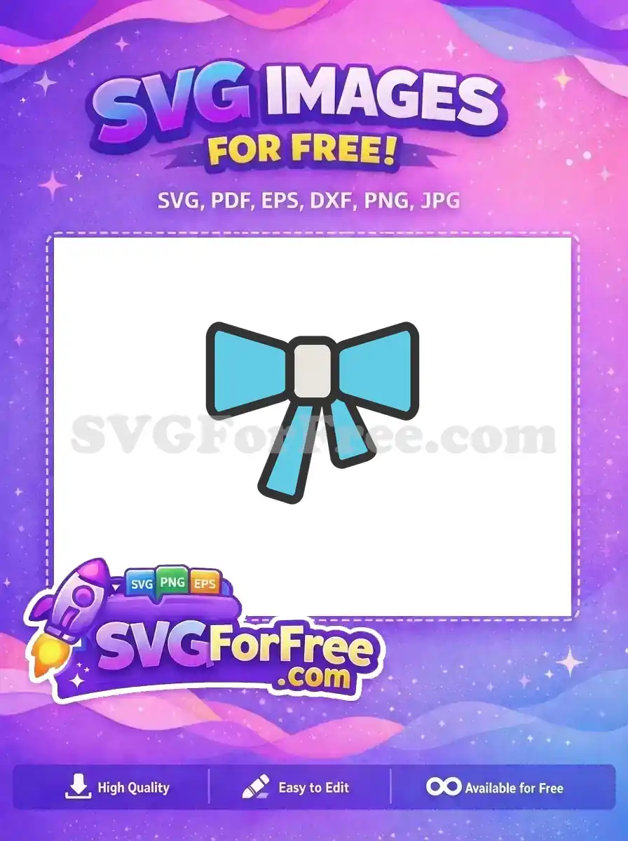 A delightful free light blue bow SVG design, outlined in dark gray, perfect for adding a festive or decorative touch to any project, available for immediate download and use.