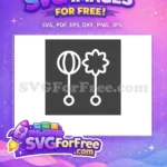 Free Round Rattle Free Flower Rattle Baby Line Icons Free SVG - Instant Download