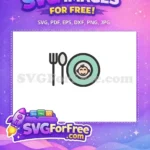 Free Smiling Baby Plate Free Eating Utensils Baby Line Icons Free SVG - Instant Download