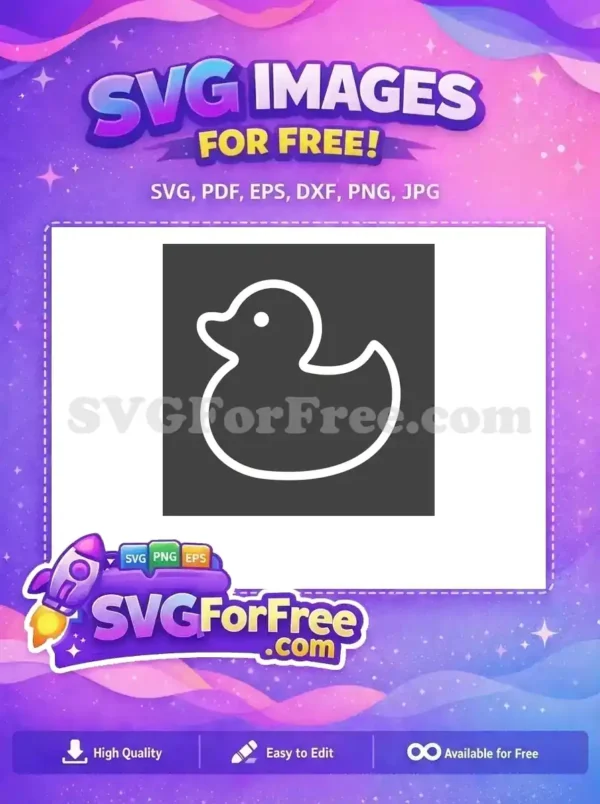 A charming free rubber duck outline vector, ideal for children's crafts and bath-themed designs. A versatile free download.