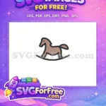 Free brown rocking horse Free cute baby toy Baby Line Icons Free SVG - Instant Download