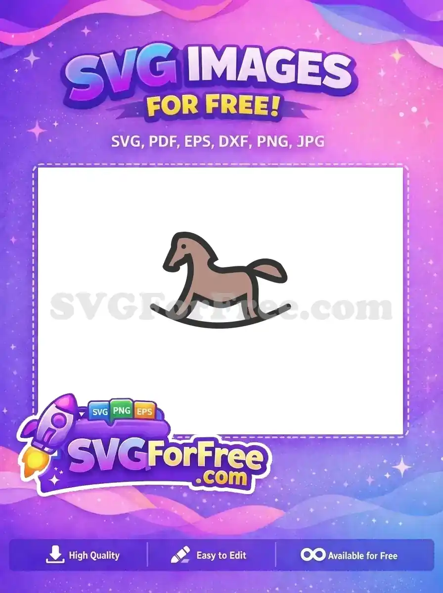 A simple, charming free rocking horse icon, ideal for nursery themes or children's craft projects. Get this free vector now!