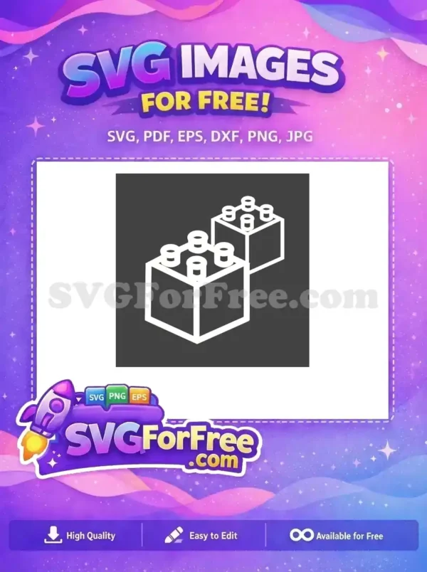 Free Building Blocks SVG Design – Creative Play Icon A free outline SVG of two interlocking building blocks, perfect for creative projects and educational themes. Minimalist and versatile design.