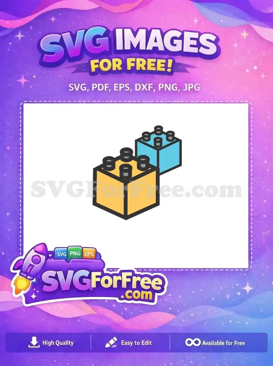 A free design displaying two colorful isometric toy blocks, yellow and blue, with thick outlines, ready for creative use.