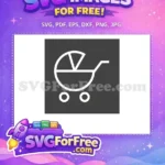 Free white line Free baby stroller Simple Icon Free SVG - Instant Download
