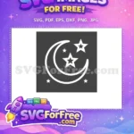 Free White Crescent Moon Free Twinkling Stars Baby Line Icons Free SVG - Instant Download