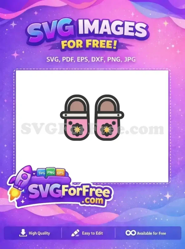 A delightful free design featuring a pair of charming pink baby shoes with floral patterns. Perfect free SVG for crafting.