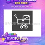 Free Elegant Pram Design Free Newborn Essentials Baby Nursery Icon Free SVG - Instant Download