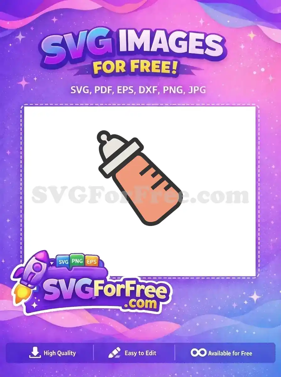 A charming free baby bottle icon with a nipple and measurements, ideal for parenting and nursery designs. Free to download!