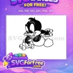 Free Happy Daffy Free Pushing Toy Car Baby Looney Tunes Free SVG - Instant Download