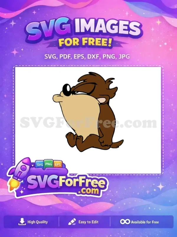 A free design featuring the mischievous Tasmanian Devil, Taz, in a classic grumpy pose, ready for your projects.