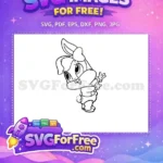Free Cute Baby Lola Bunny Outline Free Playful Ruffled Sleeves Diaper Baby Looney Tunes Cartoon Free SVG - Instant Download