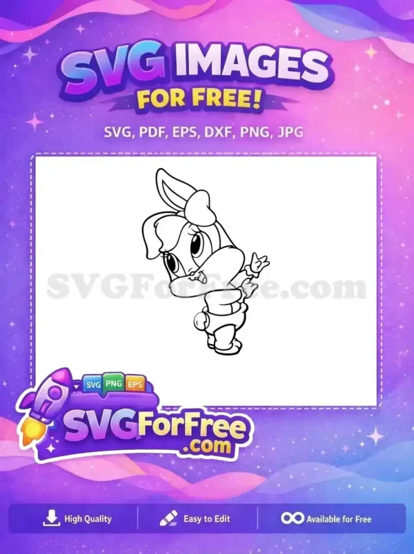 A charming free outline SVG of a baby bunny from filename 4883.png, ideal for coloring and cutting projects.