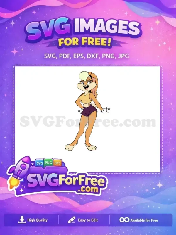 A dynamic, free Lola Bunny vector art, showcasing her iconic pose and confident expression, ready for free download.