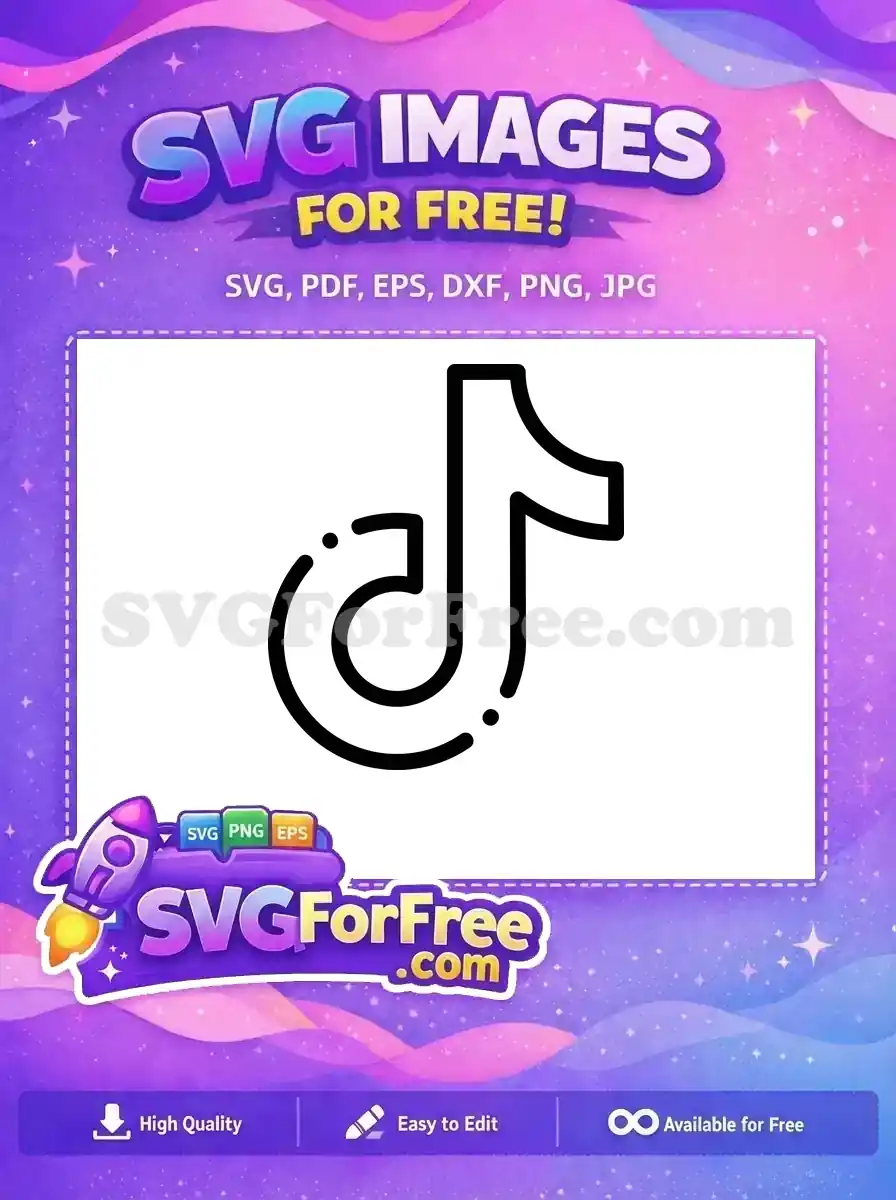 Free Black Line Free TikTok Logo Music Free SVG