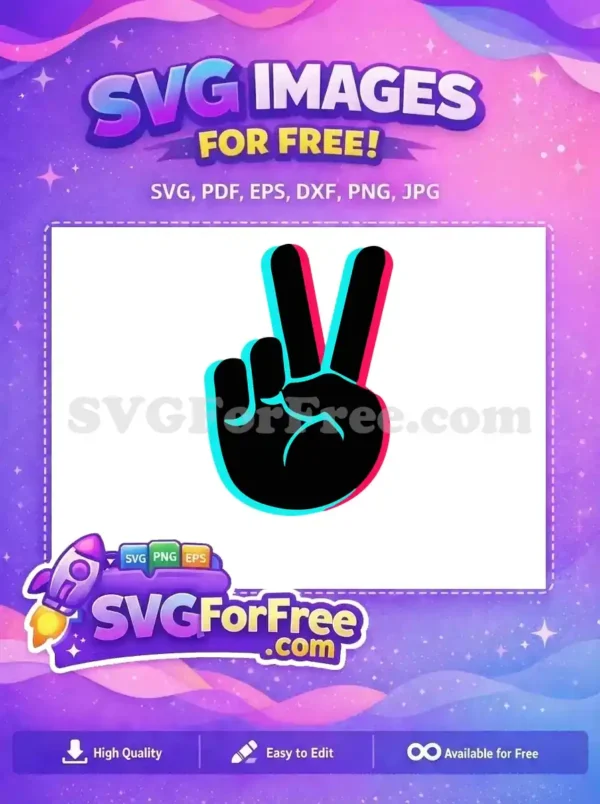 Free Peace Sign Hand Free TikTok Pink Cyan Free SVG