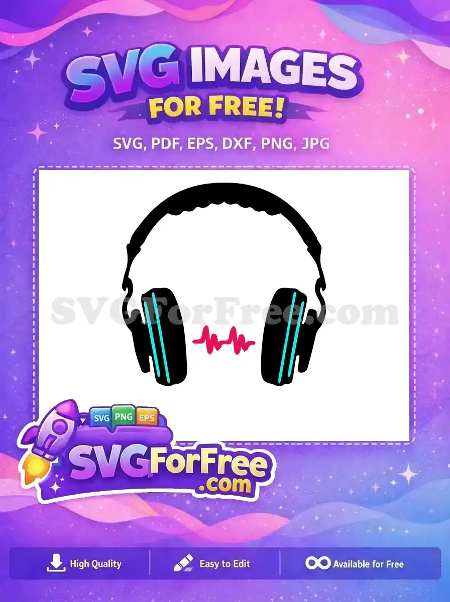 Free Black Headphones Free Cyan Detail TikTok Free SVG